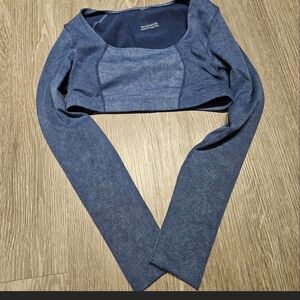 Fabletics Navy Long Sleeve Crop Top